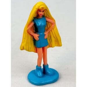 2 Inch Vintage 1998 Mini Barbie Figurine Toy With Rubber Blue Dress Stands Alone